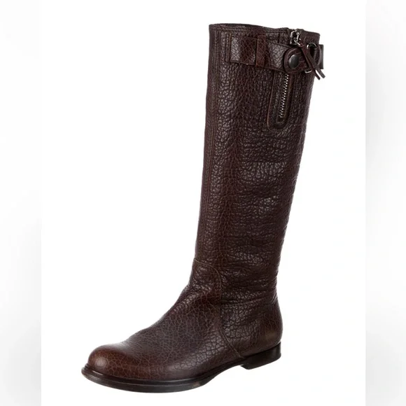 Miu Miu leather printed riding boots